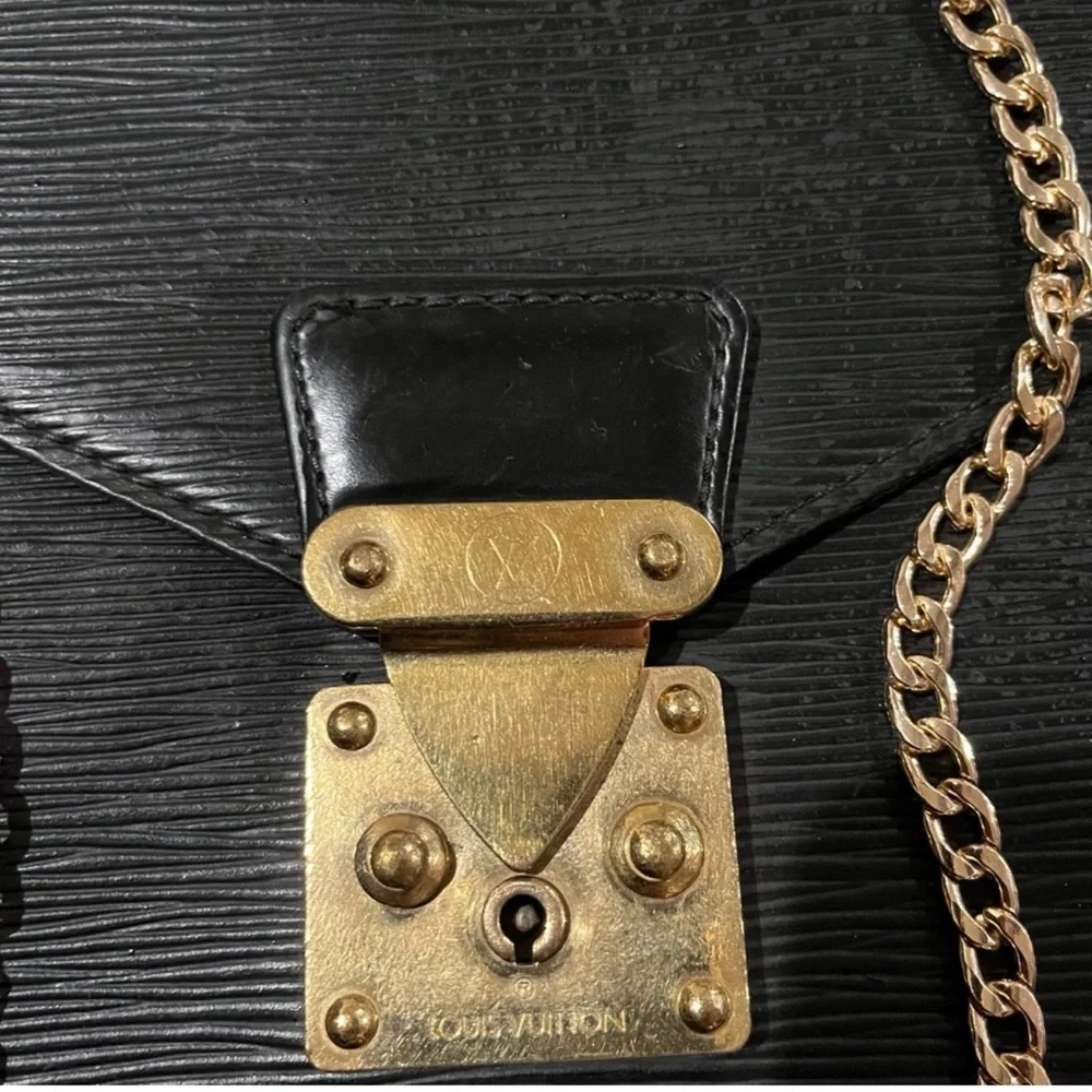 Louis Vuitton Epi Leather Briefcase Black Business Laptop Bag Vintage